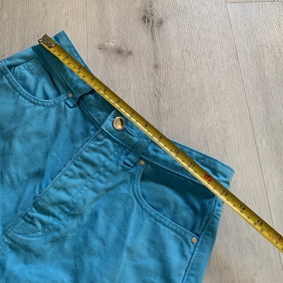 Zara size 4 blue denim jeans‎ high waisted buttons fly blue aqua teal vintage - Picture 8 of 10